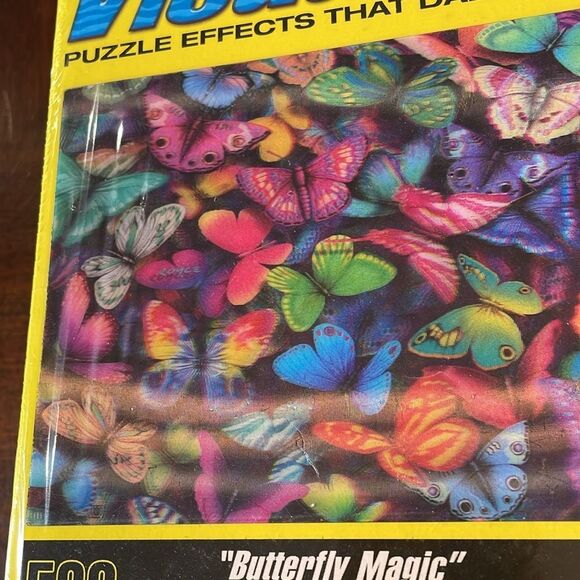 Visual Echo Butterflies 500 Piece Puzzle 20x16" 3D look but Flat Butterfly Magic - Picture 3 of 11